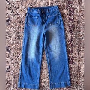 Women’s Blue Wide Leg Jeans - Classic Flare Style/ Goucho style